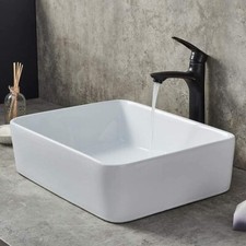 Bathroom Hand Wash Sink Basin Counter Top Ceramic Countertop White Rectangular