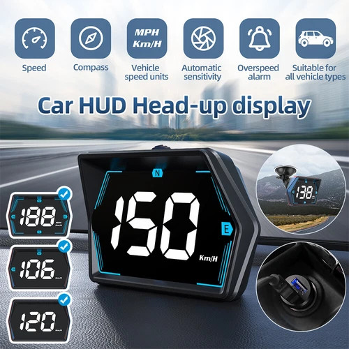 Universal Digital GPS Speedometer Car HUD Head Up Display MPH/KM Overspeed Alarm - Picture 6 of 20