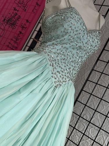Y2K Prom Pageant Gown-Dress-Aqua Blue-silk-sweetheart-Vintage Inspired-Small - 第 13/24 張圖片