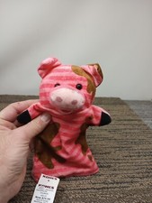 Melissa  Doug 8" Pig Hand Puppet Plush Farm Animal Pink With Muddy Splotches