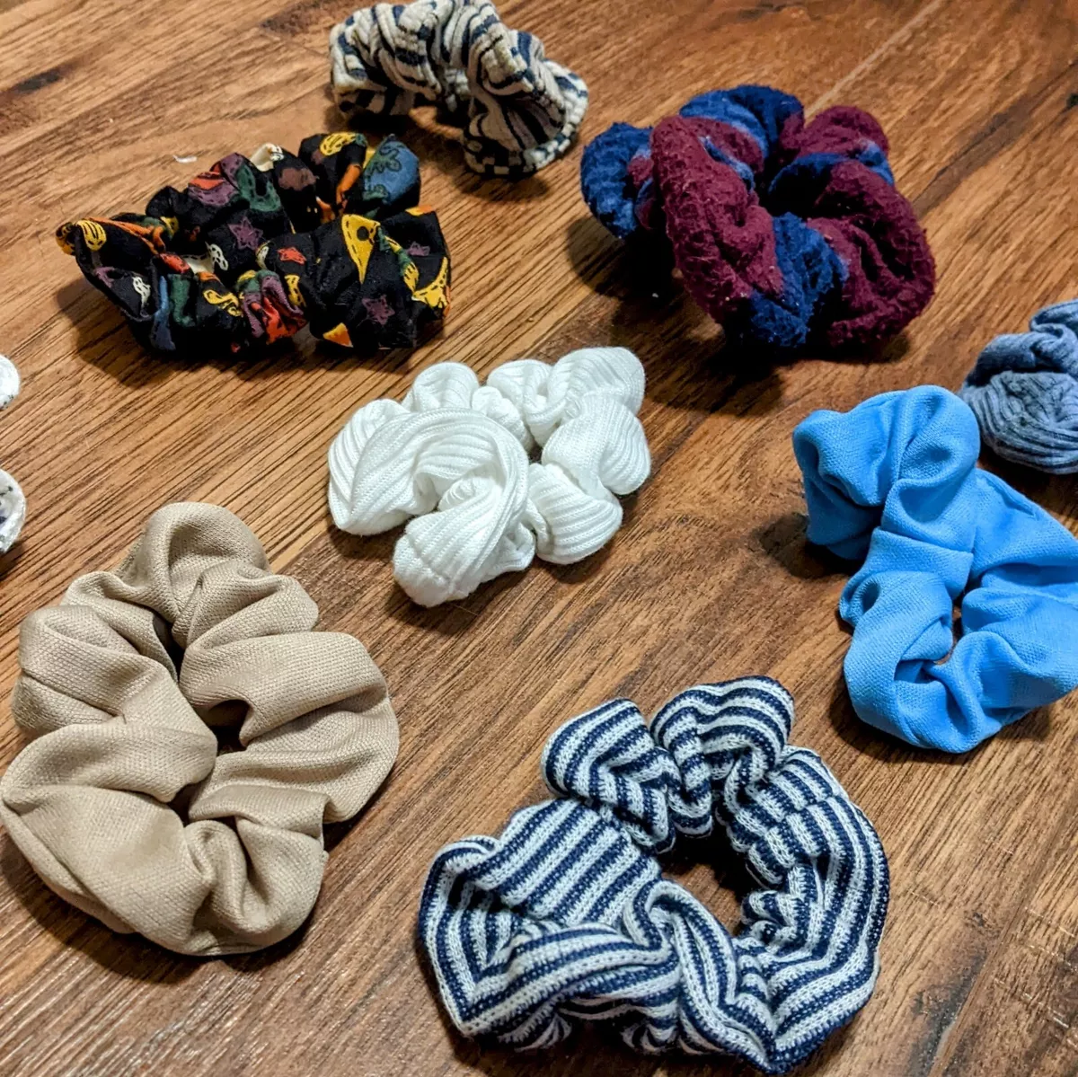 Vintage 90s Scrunchies Hair Ties Puffy Striped Halloween Lot of 9