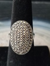 Beautiful Modern Sterling Silver Sparkly Marcasite Ring size 6 925 Thailand