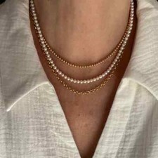 4.5mm White Freshwater Round Pearls Choker Necklace, High Luster Pearl Gift