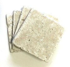 Light 4x4 Tumbled Antiqued Travertine Tile Backsplash Wall Sold per Square-feet