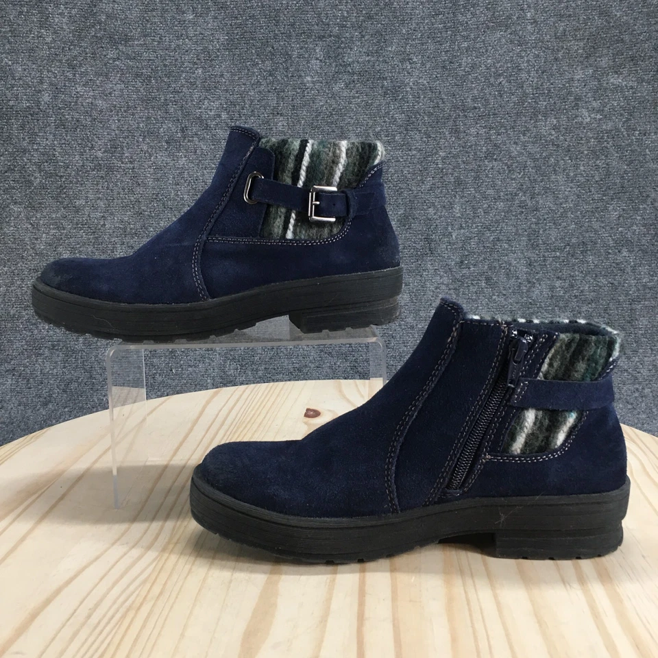 Earth Origins Boots Womens 7.5M Ankle Bootie Blue Leather Lace Up Casual Comfort - Image 2 of 4