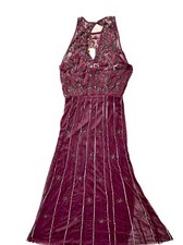 BHLDN Anthropology Dress Size 6 Beaded Burgundy Maxi Gown Night Party Wedding