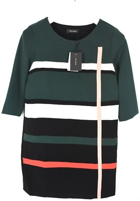 COP COPINE Ogawa Kleid Damen EU36 Gemustertes Tunika 3/4 Arm Rundhals Grün Mini - Bild 1 von 4