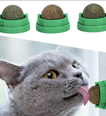 NoNi 3 Silvervine Catnip Balls, Edible Kitty Toys for Lick Cat Wall Treats