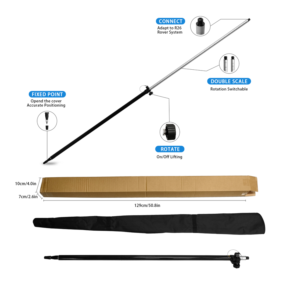2.2M GPS Prism Pole for Land Surveying Meters and Feet Range Pole Rover ...