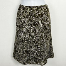 Vintage Petite Skirt Sz 14P Green Brown Geometric Elastic Waist Midi Swing 90s