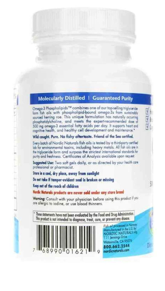 Nordic Naturals Omega-3 Fosfolípidos - Omega DHA y EPA Krill Alternativa, 60 Ct Foto 3 de 4