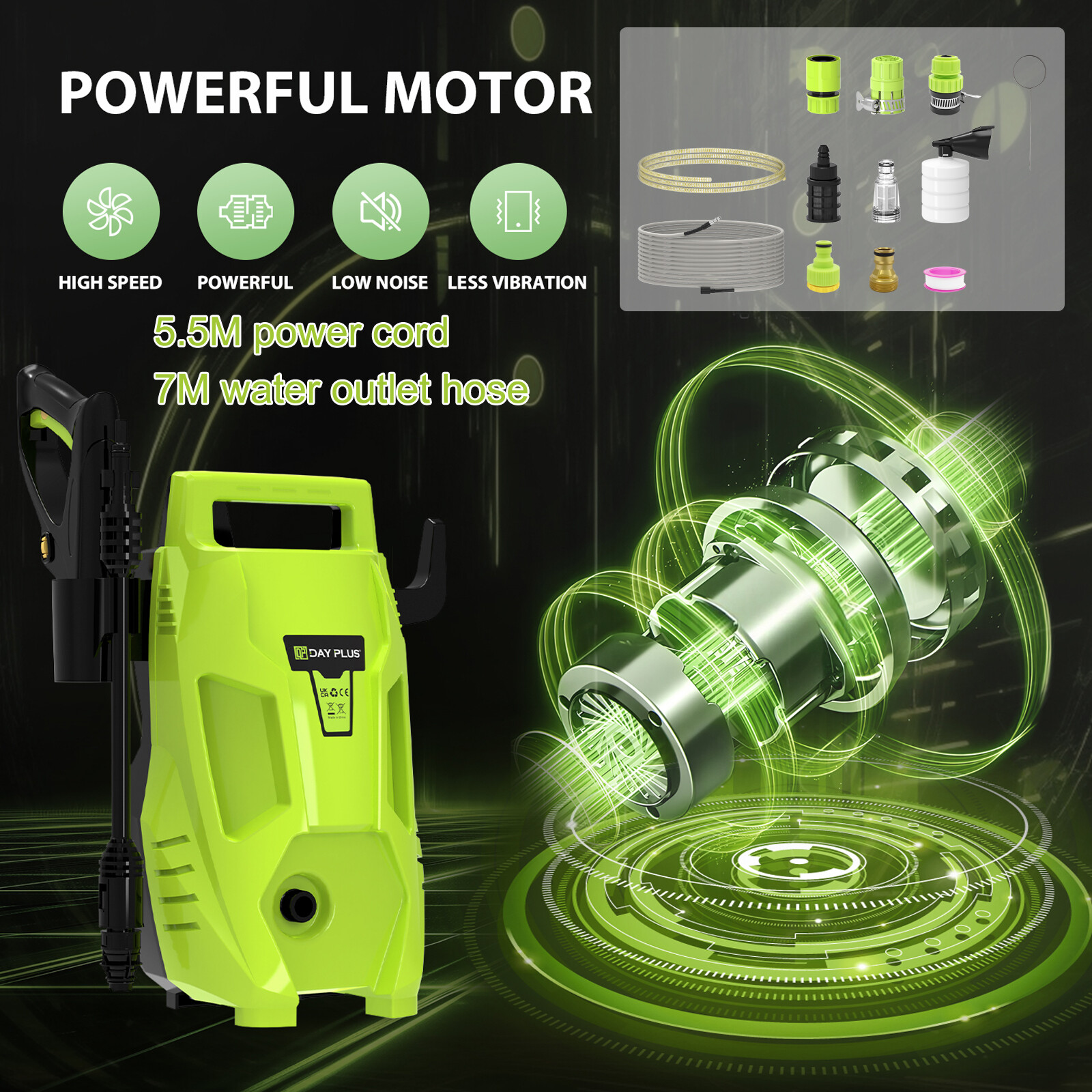 1800 PSI 1.32GPM Cold Water Corded Electric Pressure Washer Adjustable nozzle