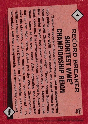 2016 Topps Heritage WWE Record Breakers #4 Andre The Giant - Picture 2 of 2