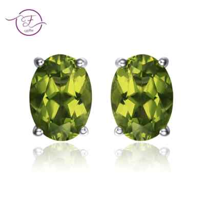 Natural Green Peridot Silver Delicate Elegant Stud Gift Earrings 0.6C