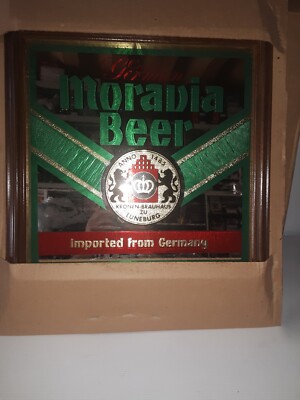 Original Moravia Beer Mirror Sign, 16'' x 16'' Wood Look Frame German NEW SHELF204