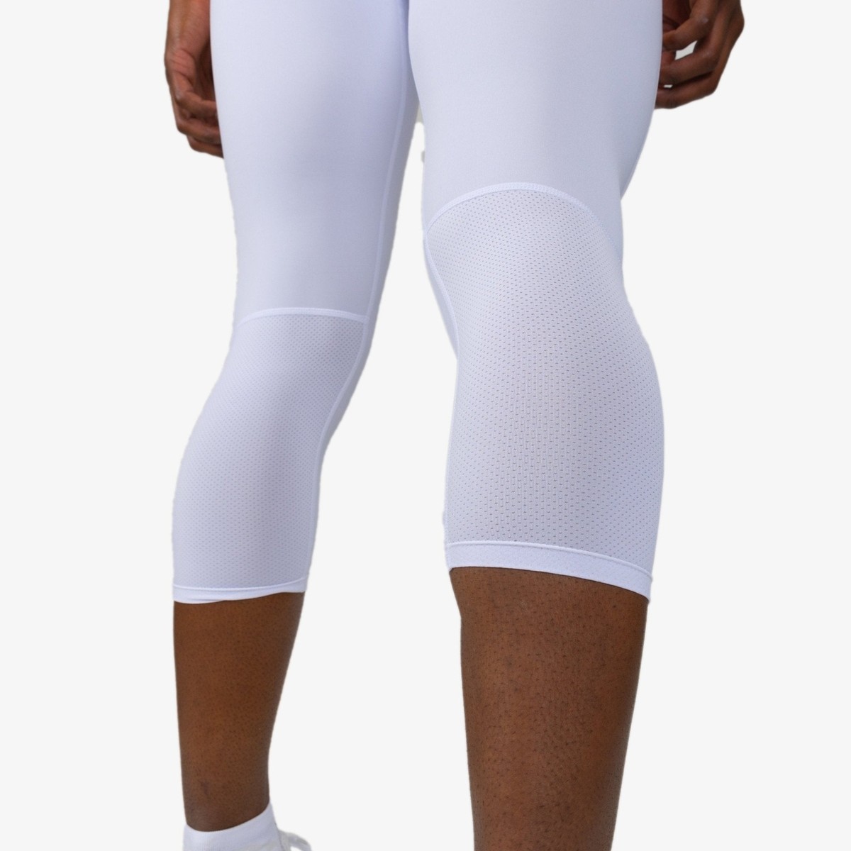 Athletic 3/4 Compression Tights (White) - For Football