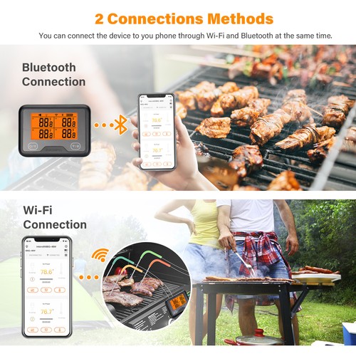 Grillthermometer WLAN Bluetooth Inkbird IBBQ-4BW Fleischthermometer 4 Probes C/F - Bild 8 von 12