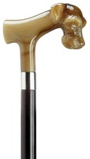 HARVY HORN SCHNAUZER DOG HEAD HANDLE BLACK MAPLE WOODEN ITALIAN WALKING CANE