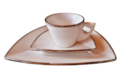 Gmundner Keramik Gmundner Stern echt Platinrand Kaffeegedeck 3 tlg.