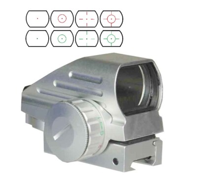 Silver Color Holographic Reflex Dot Sight Weaver Mount Adjustable Red Green Illu