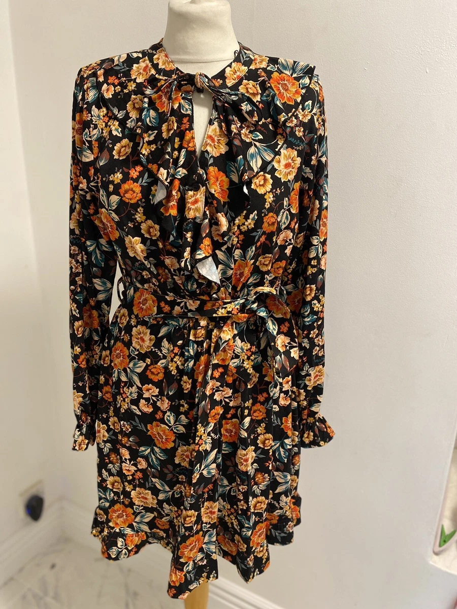 Joe Browns Floral Tea Fit and Flare Skater Front Tie Dress Size 12