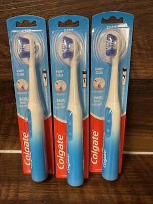 3X Colgate 360 Sonic Floss-Tip Soft Battery Powered Electric Toothbrush