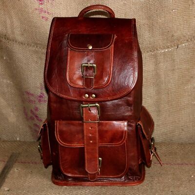 New Large Genuine Leather Back Pack Rucksack Travel Bag For Men/'s and Women/'s.