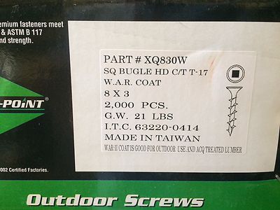 INTERCORP XQ830W #8 X 3