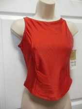 Ladies Shiny red powerweight lycra princess seam tank