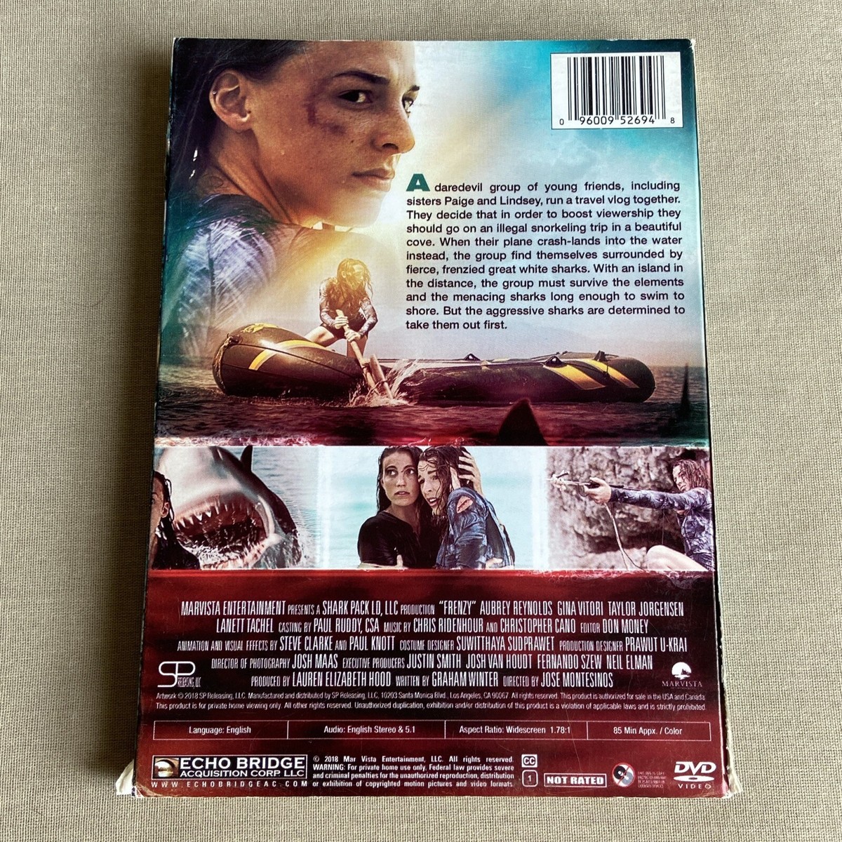 Frenzy (DVD, 2018) W/ Slipcover Killer Sharks Horror Aubrey