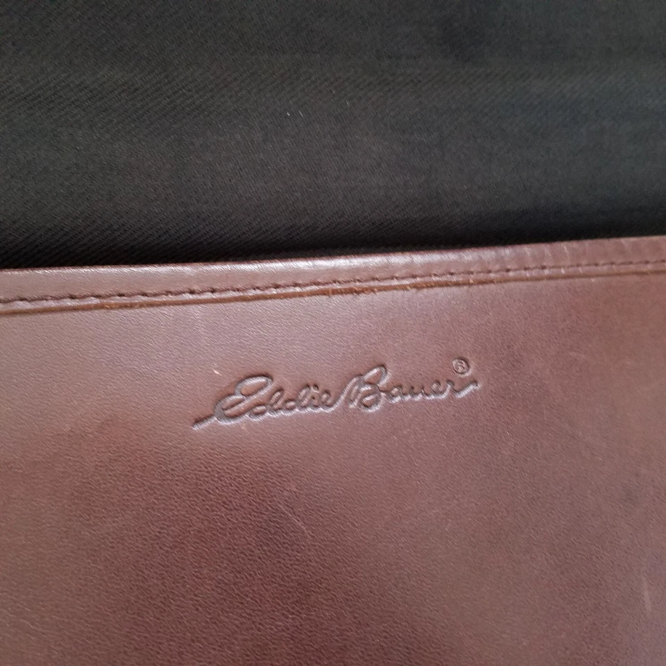De Colección EDDIE BAUER Maletín Mensajero Bolso Resistente Calidad Cuero Marrón Foto 3 de 4