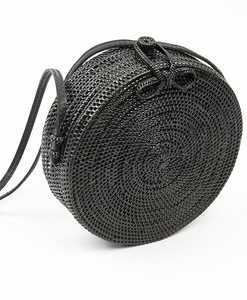 black round woven bag