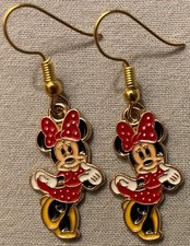 MINNIE MOUSE EARRINGS - Enamel with Gold Plated Ear Wires DISNEY