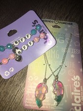 Claire  s Magnetic Unicorn Heart Best Friend Bff Bracelet Necklace Jewelry Nwt