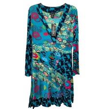 Fashion Fuse Womens Size Large Floral Long Sleeve V Neck Dress NWT