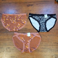  3 Auden Womens Small 4-6 Cotton Bikini Underwear Target Black Brown Lace S