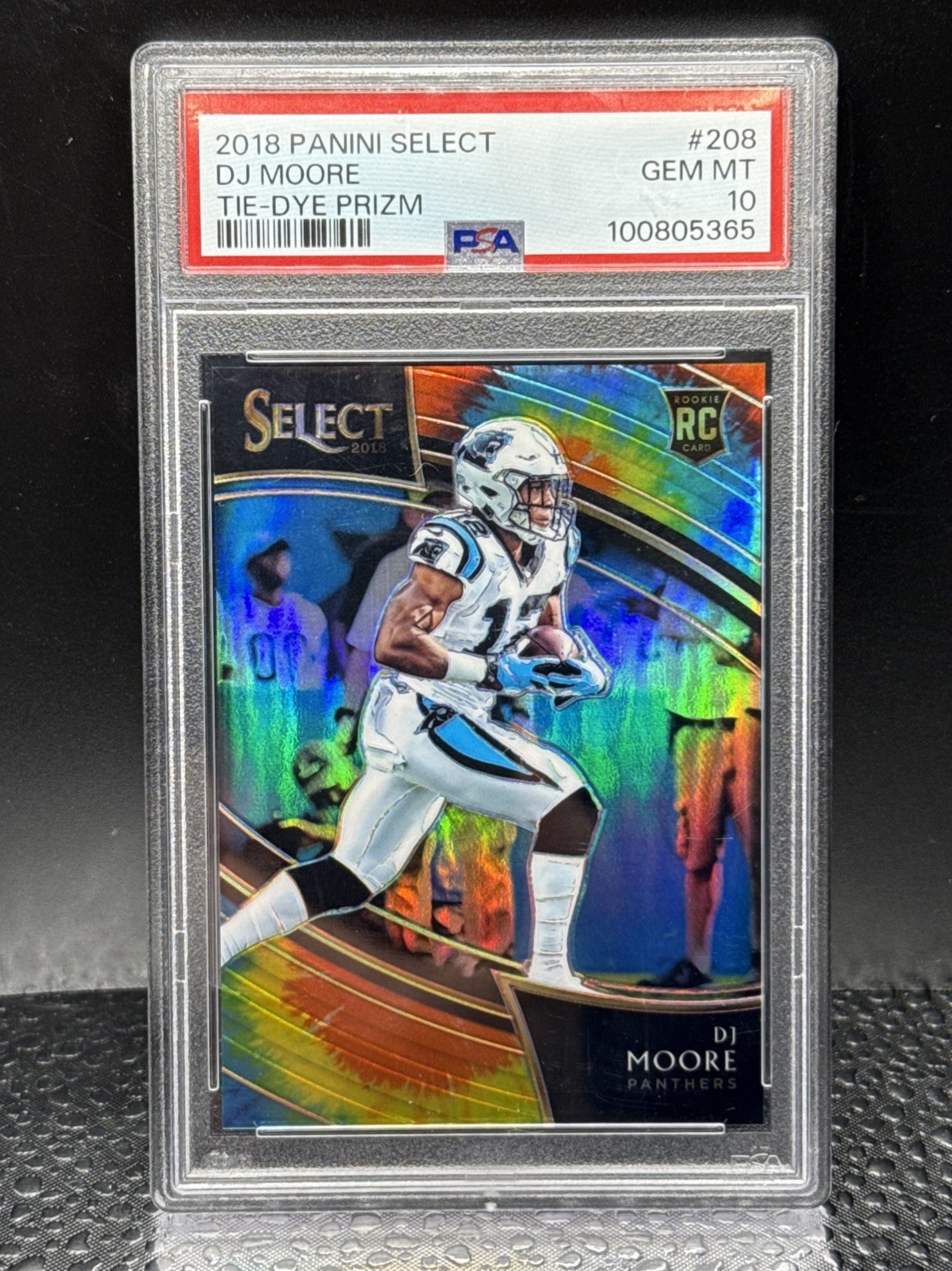 2018 Panini Select DJ Moore Rookie Tie Dye Prizm /25 RC Field Level PSA 10
