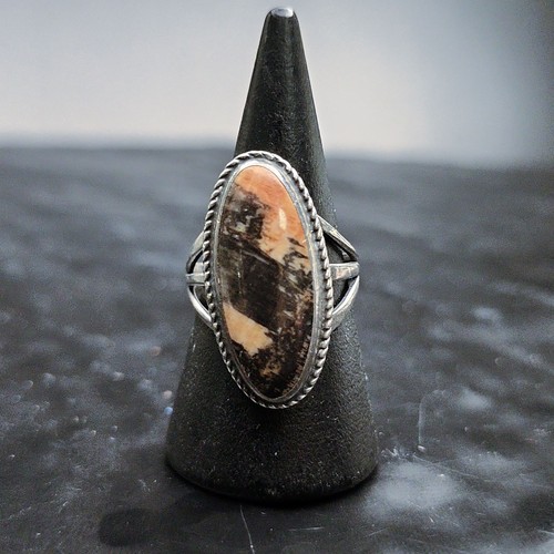 Anello Dendritico Miele Argento Sterling 925 Gambo Spaccato Ovale Misura 6 - Foto 3 di 6