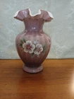 fenton purple flower vase, Hand signed