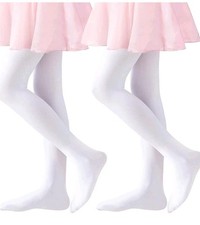 2 Pair White Ballet Tights for Girls Small 28 To 40 Lbs- Ultra Soft Elastic