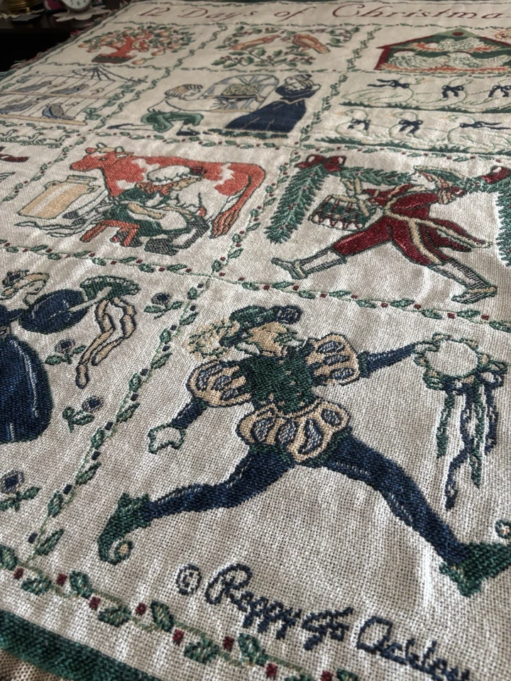 Manta/sofá vintage Goodwin Weavers #14900 12 días de Navidad 46" x 64' Foto 2 de 4