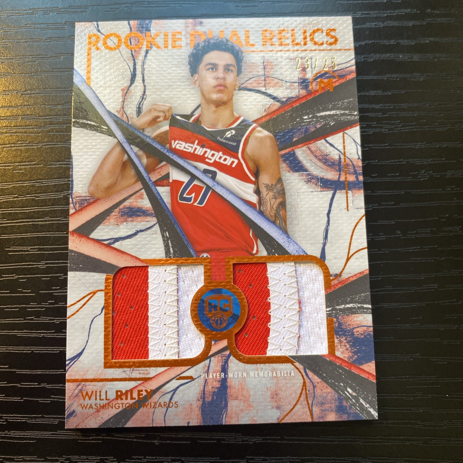 Will Riley Topps 2026 Motif Rookie Dual Relics Patch /25 Wizards MRD-WR
