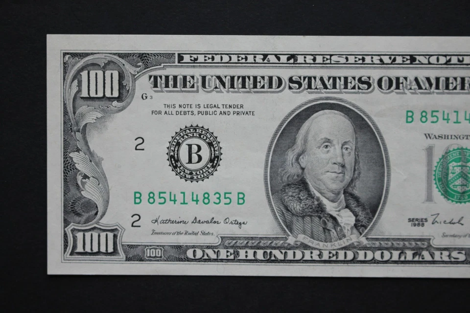 1988 $100 Federal Reserve Note/New York/F-2172B/uncirculated/Free Shipping - Image 2 of 4