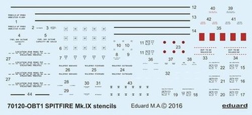 Eduard D72008 1/72 Decal Spitfire Mk.IX Stencils for eduard