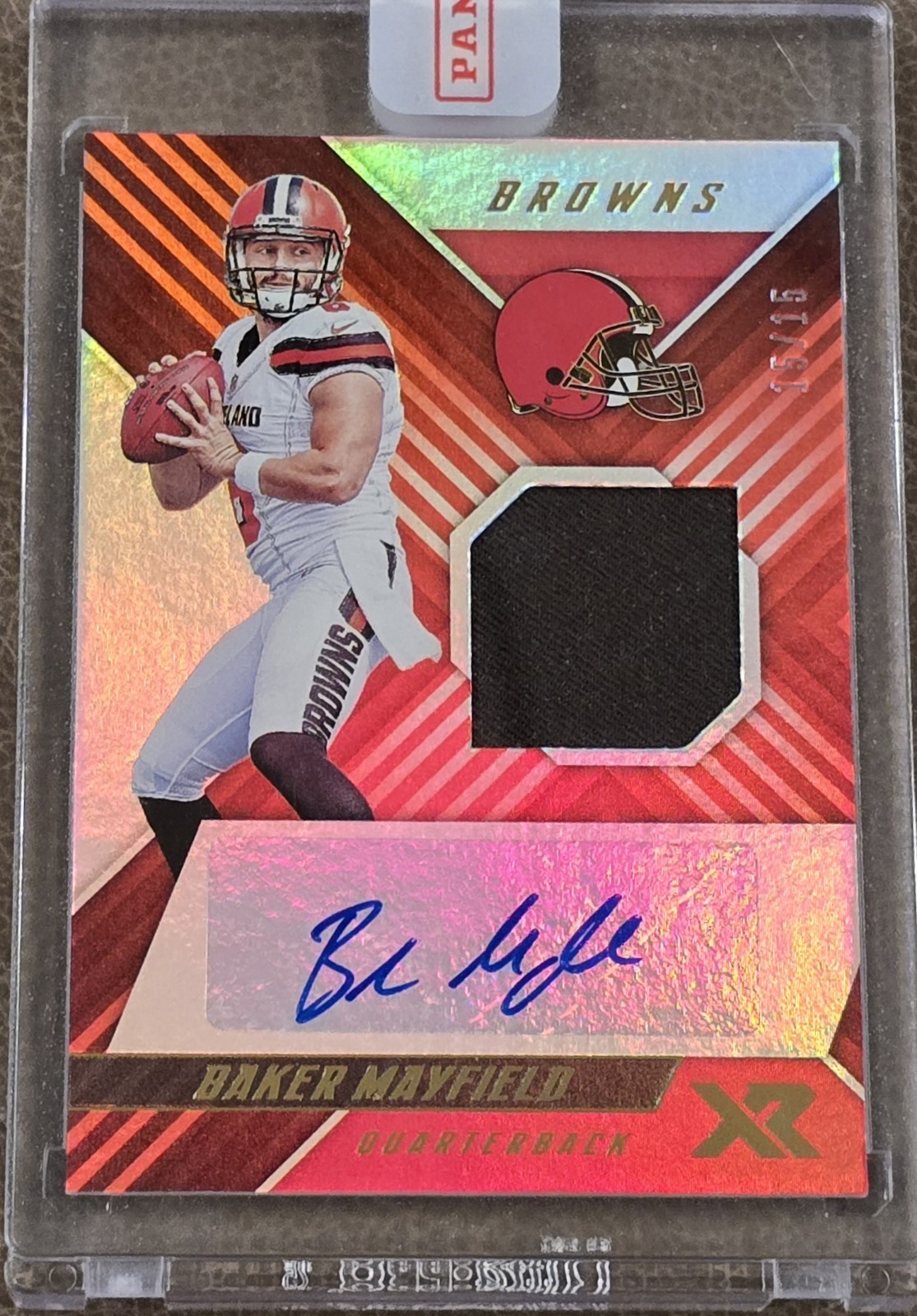 Baker Mayfield Panini XR Rookie Swatch Autograph #RSA1 Base