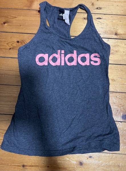 Adidas racerback pink grey gym workout top - size xs 