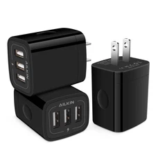 AILKIN 3 USB Wall Charger, Triple Charging Adapter, Fast 3Pack, Black-2 