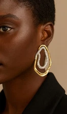 Solanales Hoop Earrings Gold Crystal Boho Geometric CZ Molten Twisted Loop