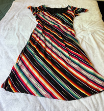Lauren Ralph Lauren Womens Sz 10 Multicolor Stripes Scoop Neck A-Line Dress