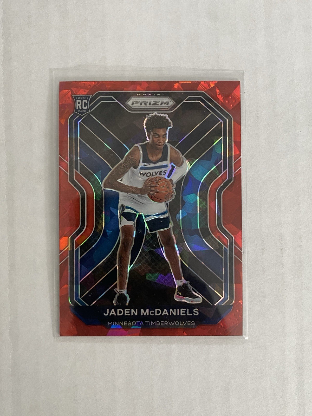 2020-21 Panini Prizm Red Cracked Ice Jaden McDaniels Rookie #277 Timberwolves RC